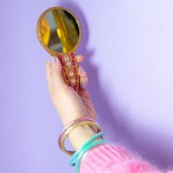 Petit miroir de poche rond indien