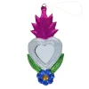 Petit miroir ex-voto argent et fleur bleue