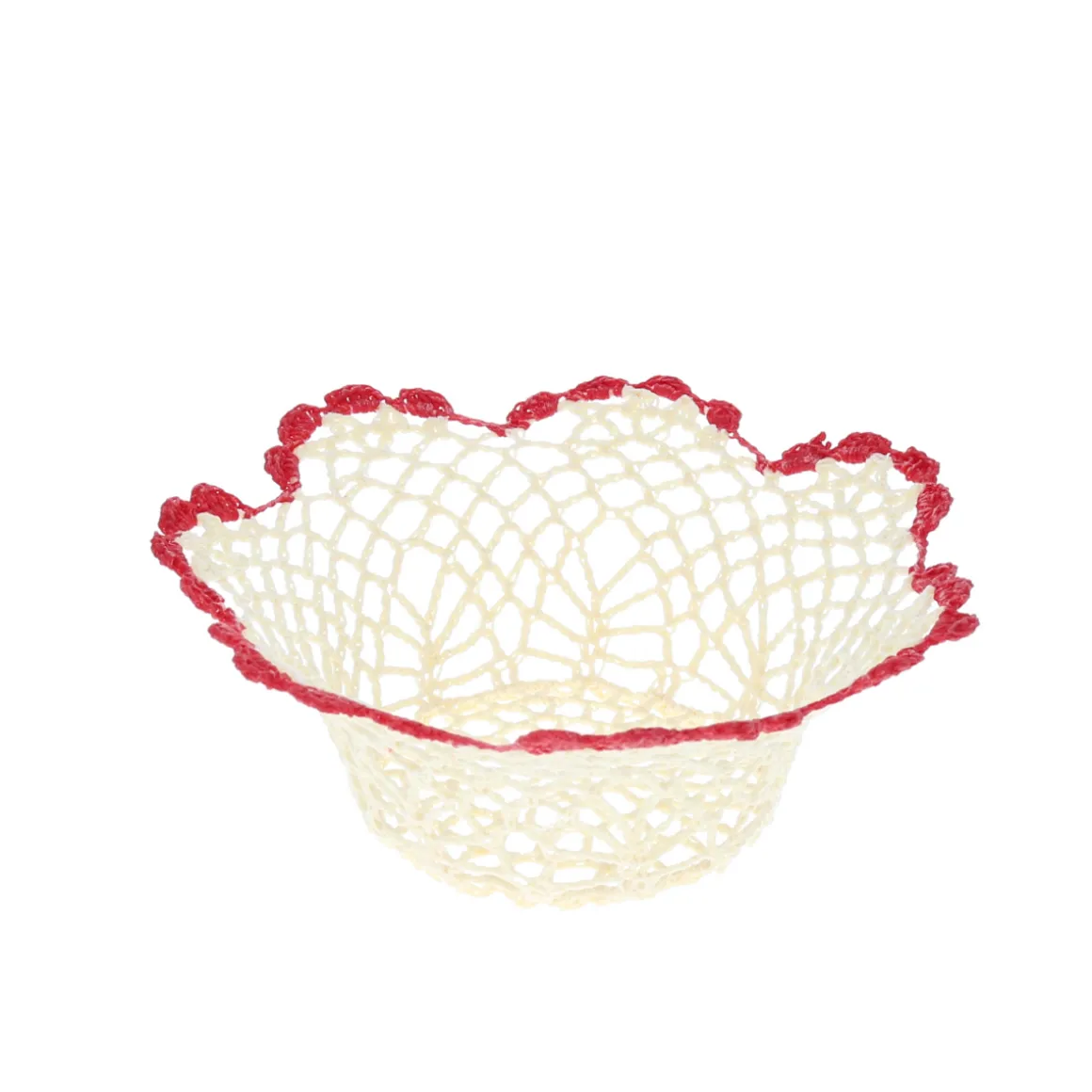 Petit panier dentelle bord framboise
