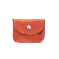 Petit porte-cartes cuir orange pailleté