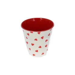 Petit verre en mélamine cœurs rouge