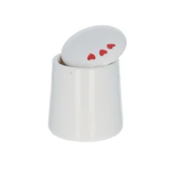 Petite boîte en céramique à couvercle cœurs rouges