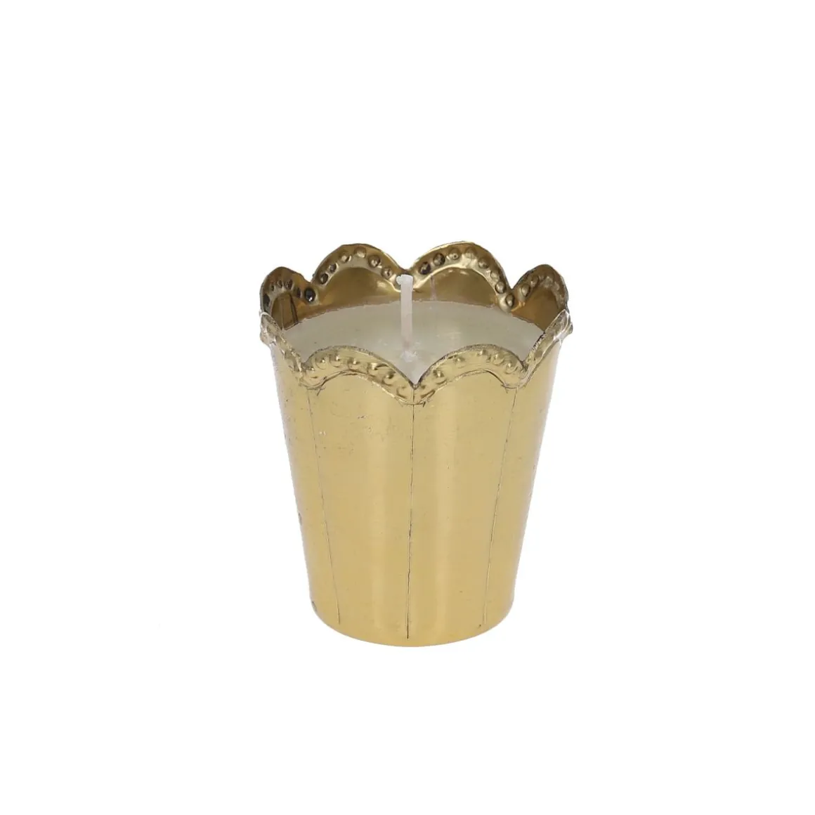 Petite bougie vanille en laiton festonné
