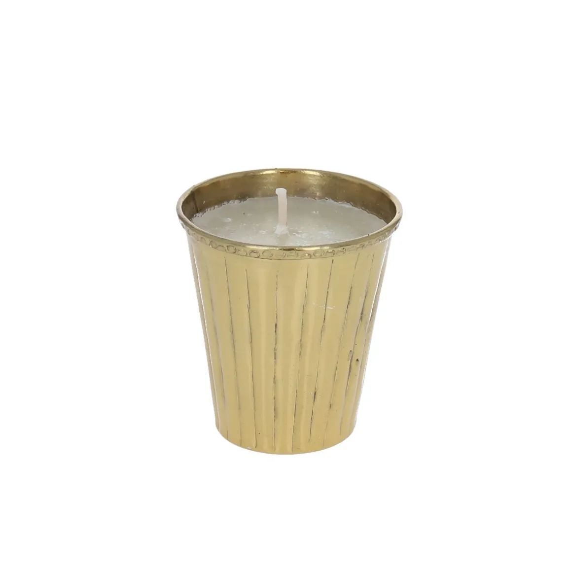 Petite bougie vanille en laiton striée