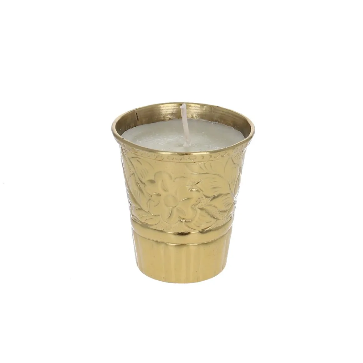 Petite bougie vanille en laiton fleurs