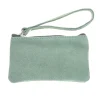 Petite pochette cuir vert menthe