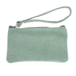 Petite pochette cuir vert menthe