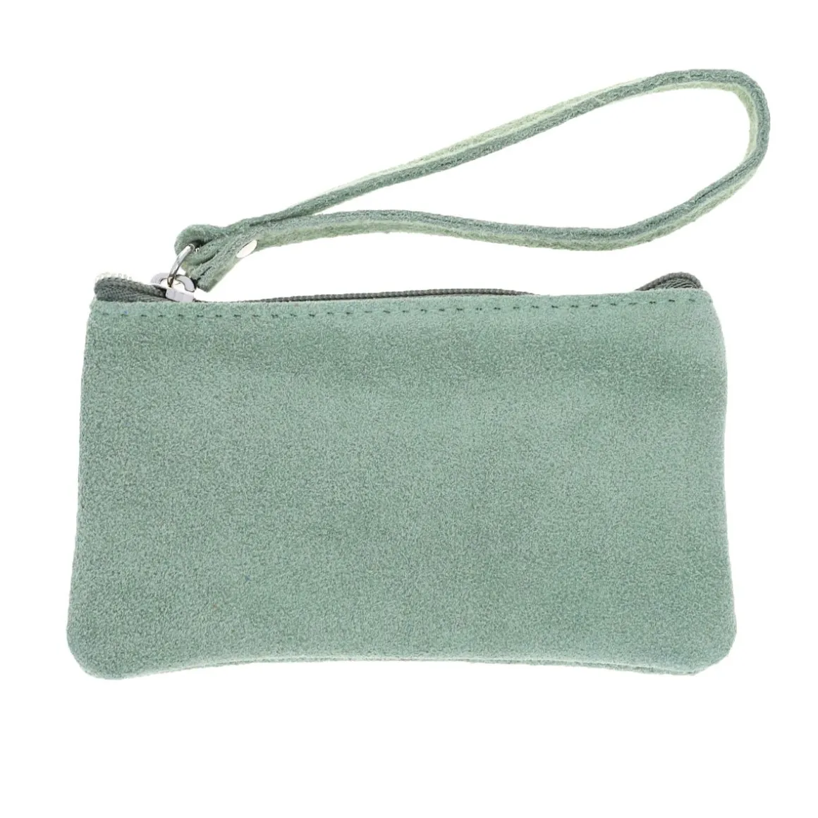Petite pochette cuir vert menthe