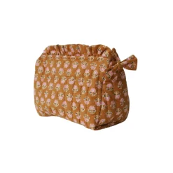 Petite trousse de toilette froufrou block print curry - Mariage Indien
