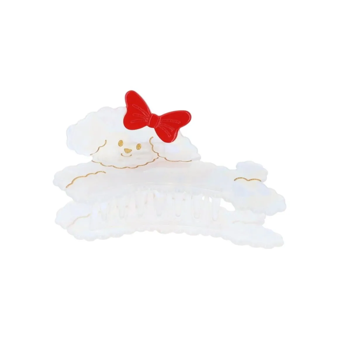 Pince à cheveux crabe caniche blanc