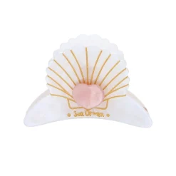 Pince à cheveux crabe coquillage nacré et cœur rose