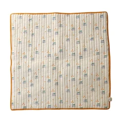 Plaid matelassé ocre et écru poissons - Ma bonne étoile