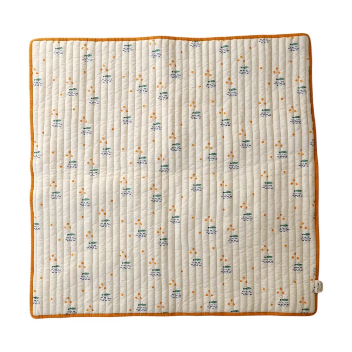 Plaid matelassé ocre et écru poissons - Ma bonne étoile