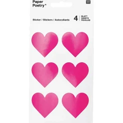 Planches de 6 stickers coeurs rose