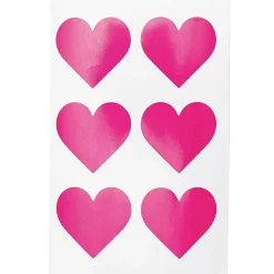 Planches de 6 stickers coeurs rose