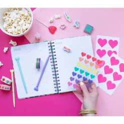 Planches de 6 stickers coeurs rose
