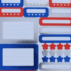 Planches de stickers pour fournitures bleu et rouge