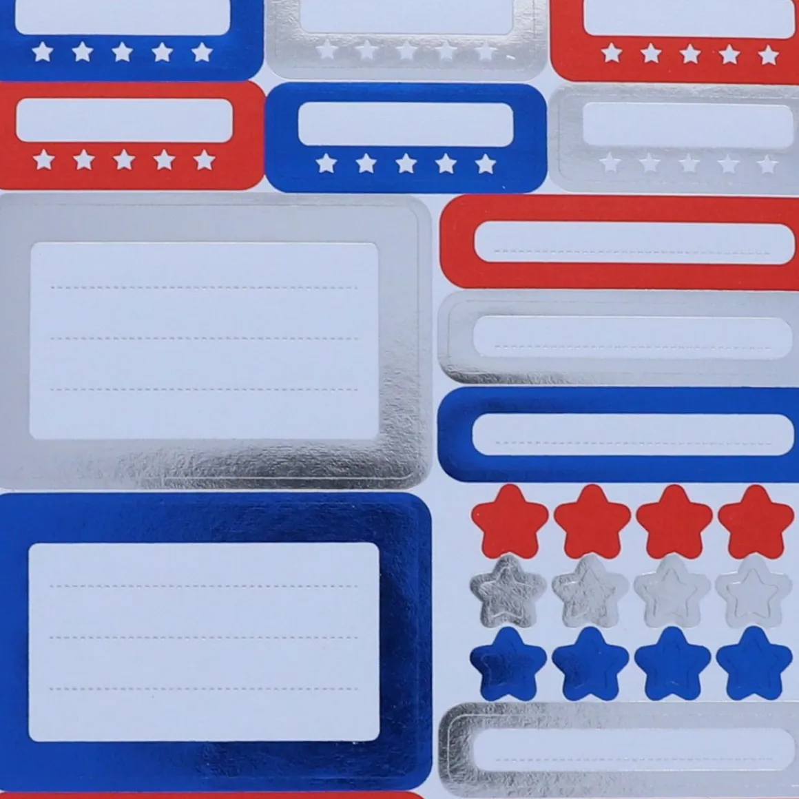 Planches de stickers pour fournitures bleu et rouge