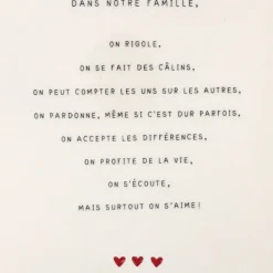 Plaque en céramique à accrocher "Notre famille" cœurs rouge