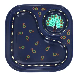 Plateau indien à compartiments motifs paon