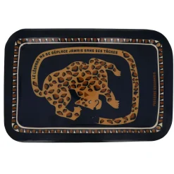 Plateau rectangulaire en émail léopard