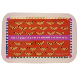 Plateau rectangulaire en émail bananes
