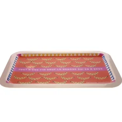 Plateau rectangulaire en émail bananes