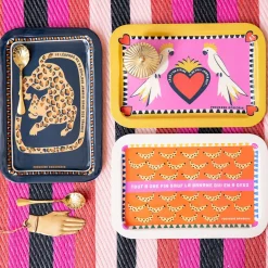 Plateau rectangulaire en émail bananes