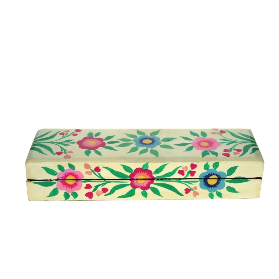 Plumier en bois fleurs