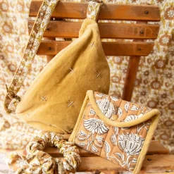 Pochette enveloppe marron Block print - Delhi d'antan