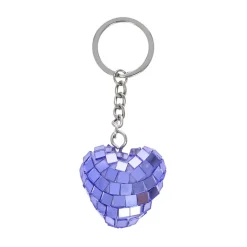 Porte-clés cœur à facettes disco violet