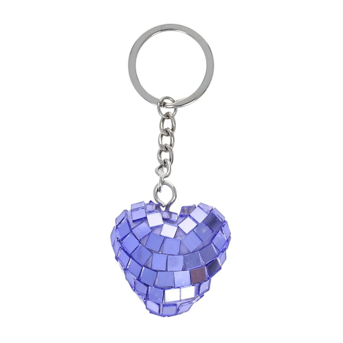 Porte-clés cœur à facettes disco violet