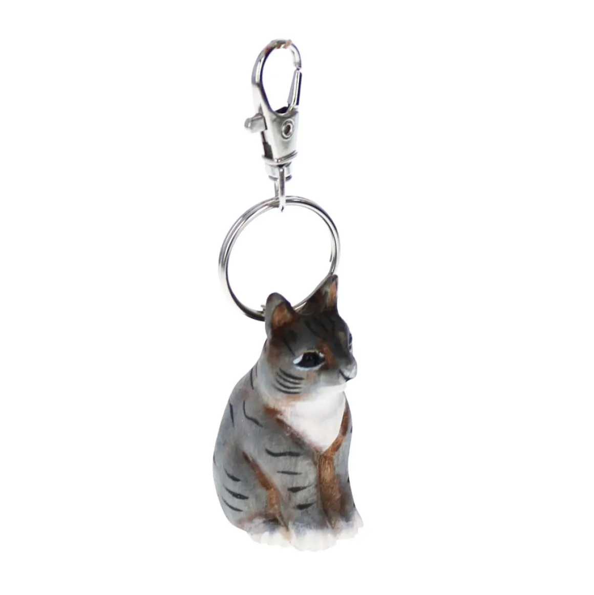 Porte-clés en bois chat