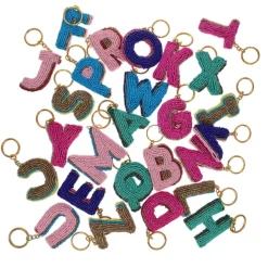 Porte-clés en perles avec initiale - Lettre de A à Z
