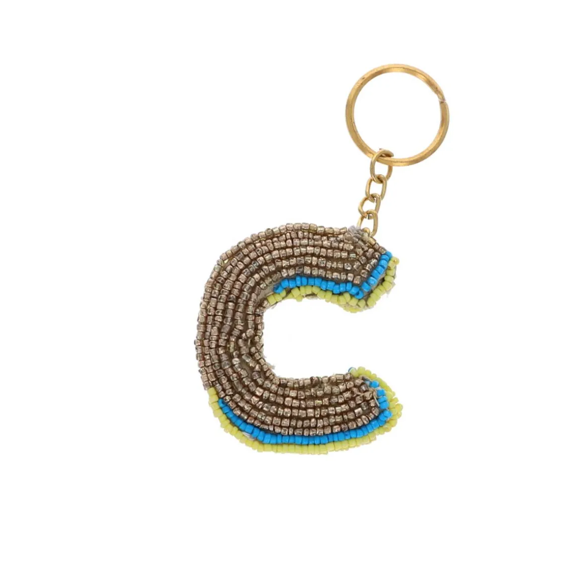 Porte-clés en perles avec initiale - Lettre de A à Z