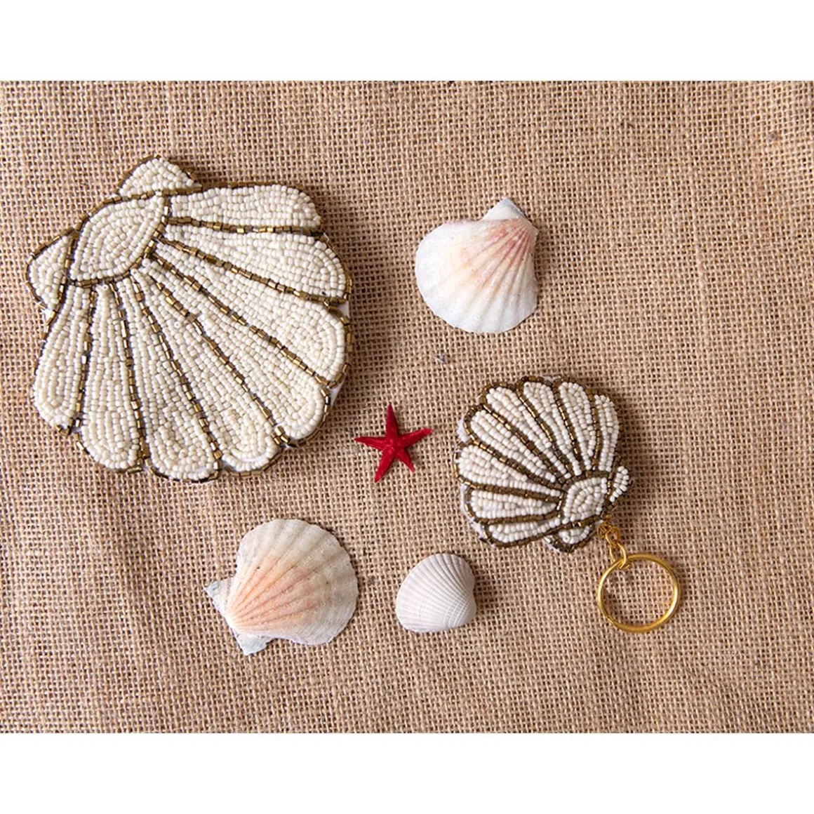 Porte-clés perles coquillage
