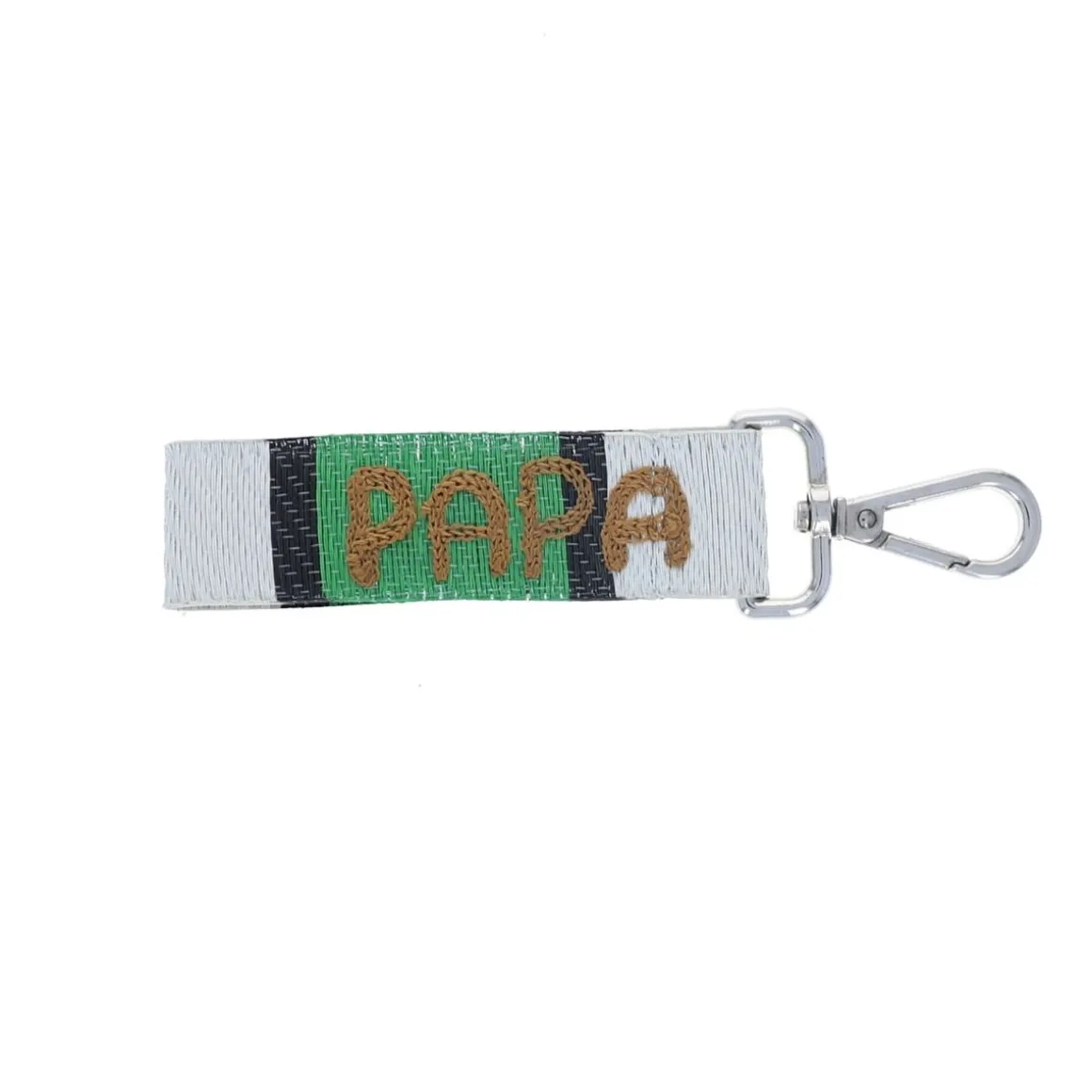 Porte-clés rayé vert broderie papa - Copacabana party !