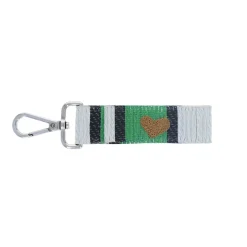 Porte-clés rayé vert broderie papa - Copacabana party !