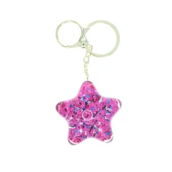 Porte-clés étoile multicolore à paillettes liquide