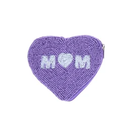 Porte-monnaie cœur lilas et blanc mom