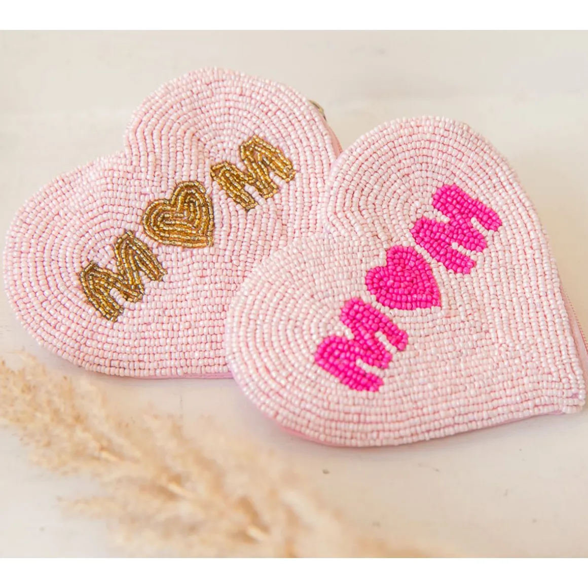 Porte-monnaie cœur rose Mom