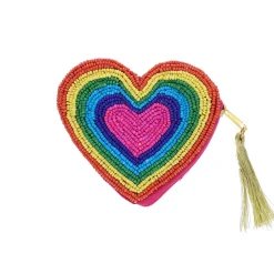 Porte-monnaie en perles coeur multicolore