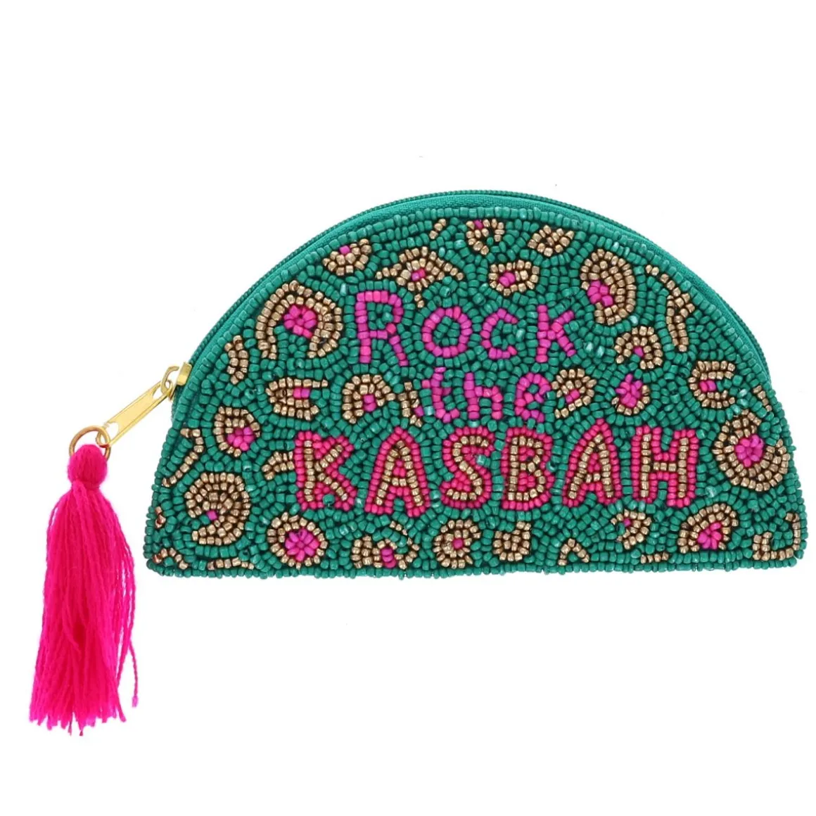 Porte-monnaie en perles vert "rock the kasbah"