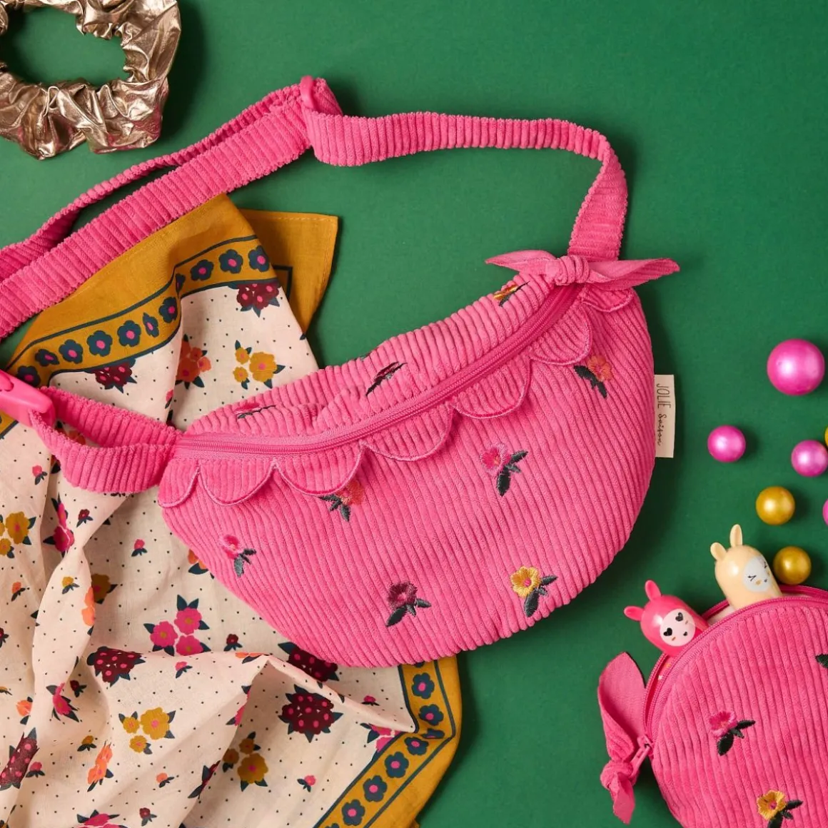Porte-monnaie enfant velours rose - La vie en rose