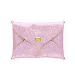 Porte-monnaie enveloppe cuir rose
