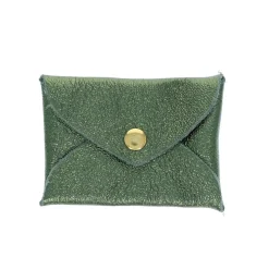 Porte-monnaie enveloppe cuir vert olive
