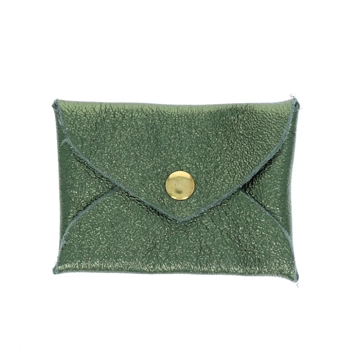 Porte-monnaie enveloppe cuir vert olive