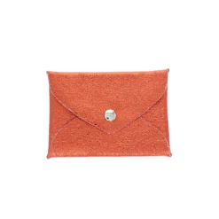 Porte-monnaie enveloppe cuir orange pailleté