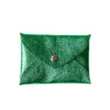 Porte-monnaie enveloppe cuir vert émeraude