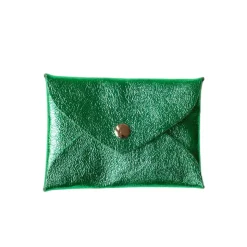 Porte-monnaie enveloppe cuir vert émeraude